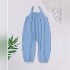 Nwt Toddler Girl Blue Sleeveless, Round Neckline, Lightweight, Breathable Summer Romper, Jumpsuit,One Piece. Size 120 (4-5) 95% Cotton 5% Spandex Spring Blue Jumpsuits And Rompers For Playwear, Cotton Sleeveless Jumpsuits And Rompers For Playwear, Sleeveless Cotton Jumpsuits And Rompers For Playwear, Casual Solid Color Jumpsuits And Rompers For Playwear, Blue Jumpsuits And Rompers For Summer Playtime, Sleeveless Cotton Jumpsuits And Rompers For Playtime, Playful Blue Cotton Jumpsuits And Rompers, Blue Casual Jumpsuits And Rompers For Playwear, Cute Solid Color Jumpsuits And Rompers For Playwear