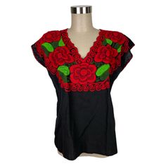 Beautiful Brand New Shirt From Mexico Embroidery Flowers Size Small-Medium Mexican Embroidered Shirt, Mexico Embroidery, Quince Themes, Mexico Shirt, Mexico Shirts, Mexican Embroidery, Embroidery Shirt, Shirt Embroidery, Red Style