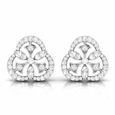 Platinum Diamond Earrings by Jewelove Metal : Platinum Platinum Purity : 95% Purity Mark : Pt 950 Estimated Platinum Weight : 5.77 grams Estimated Diamond Weight : 0.68 cts. Diamond Color : IJ or GH (as selected above) Diamond Clarity : SI or VVS (as selected above) Diamond Grading Report : SGL Certificate of Authenticity : Platinum Guild International please call us at +91-9828012999 or email us at WeCare@Jewelove.in White Diamond Bridal Earrings, Pierced, White Diamond Pierced Bridal Earrings, Classic Diamond White Pierced Earrings, White Diamond Pierced Earrings For Formal Occasions, White Pierced Diamond Earrings For Formal Occasions, Classic Round Cluster Earrings, White Classic Drop Cluster Earrings, Classic White Cluster Drop Earrings, White Diamond Pierced Earrings Fine Jewelry