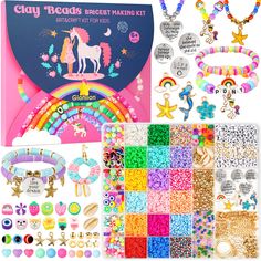 the kit includes beads, bracelets and necklaces for girls to make their own jewelry