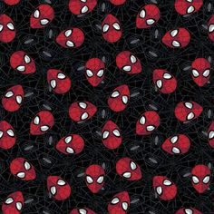 spider - man faces on black background with red and white webs in the center