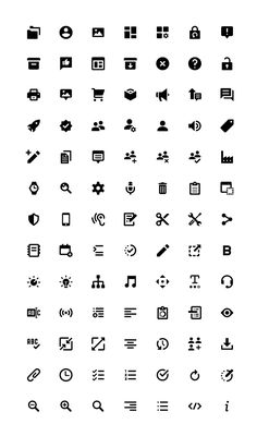 a large set of black and white icons on a white background, all in different styles