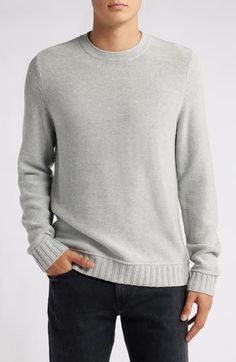 Rolled edges and raised seams relax the vibe of this sweater knit from cotton yarns that give this style a soft satisfying drape. Crewneck Long sleeves with ribbed cuffs 100% cotton Machine wash, dry flat Imported Crew Neck Knit Sweater For Casual Gatherings, Knit Crew Neck Sweater For Casual Gatherings, Classic Sweater For Spring Casual Gatherings, Classic Sweater For Casual Spring Gatherings, Casual Cotton Sweater For Spring, Casual Soft Knit Sweater For Layering, Casual Crew Neck Sweater With Ribbed Collar, Casual Relaxed Fit Sweater With Ribbed Neckline, Casual Sweater With Ribbed Neckline In Relaxed Fit