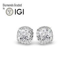 ad eBay - Diamond Carat: 1 SOLITAIRE- 3.00 CARAT ( IGI Certified). 1 SOLITAIRE - 3.00 CARAT ( IGI Certified). This Earring is available in 18K, White Gold, Yellow Gold with diamond Clarity SI, VS and VVS. Cushion and Round Cut Product Code: FCE2311-LC300017. White Gold Earrings Studs, White Gold Studs, Fine Earrings, Fine Jewellery Earrings, Gold Studs, Diamond Clarity, Gold Earrings Studs, Halo, Jewelry Watches