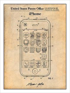 an apple iphone is shown in this drawing from the early 1900's, and has been