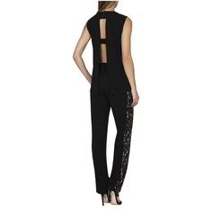 Its urban appeal makes the Victorya lace-detail jumpsuit a great option for go-anywhere style. Crewneck. Sleeveless. Overlay bodice with cutouts at back. Gathering at elasticized waistband. Lace panels at side seams. Straight leg. Full-length inseam, 32”. Self: Triacetate, Polyester crepe. Contrast: Viscose, Cotton, Nylon lace. Lining: Polyester georgette. Fitted Sleeveless Jumpsuit With Lace Trim, Fitted Sleeveless Jumpsuits And Rompers With Lace Trim, Night Out Lace Jumpsuits And Rompers With Lace Trim, Elegant Sleeveless Lace Trim Jumpsuits, Elegant Sleeveless Lace Trim Jumpsuits And Rompers, Sleeveless Lace Trim Jumpsuit, Elegant Sleeveless Jumpsuits And Rompers With Lace Trim, Chic Party Jumpsuits And Rompers With Lace Trim, Chic Lace Trim Jumpsuits And Rompers For Party