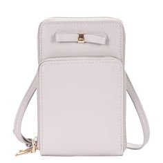 "This adorable Madison West Evie cellphone crossbody bag is perfect for carrying your essentials in style. This adorable Madison West Evie cellphone crossbody bag is perfect for carrying your essentials in style. 4.5\"L x 1.75\"W x 7\"H Strap drop length: 21\" - 25\" Adjustable crossbody strap Closure: zipper Gold-tone hardware Interior: 1 ID window Exterior: 1 zip pocket Bow detailCONSTRUCTION & CARE Body: PU Lining: polyester Wipe clean Imported Size: One Size. Color: Purple. Gender: female. A Trendy Crossbody Phone Bag As Gift, Trendy White Phone Bag With Cell Phone Pocket, White Crossbody Phone Bag With Cell Phone Pocket, White Phone Bag For Travel, Trendy Mobile Phone Bag For Daily Use, Portable Crossbody Phone Bag As Gift, Trendy Daily Mobile Phone Bag, Trendy Crossbody Phone Accessories For Daily Use, Window Exterior