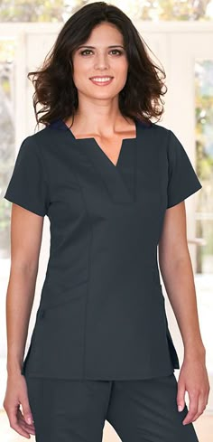 Scrubs - Greys Anatomy by Barco Mock Inset Scrub Top | Lydias Scrubs and Nursing Uniforms Beauty Uniform, Greys Anatomy Shirts, Spa Stuff, Spa Supplies, Healthcare Uniforms, Scrub Style