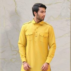 WELCOME TO MY SHOP STYLEASHRA Give yourself a best ethnic look by wearing this Top / kurta pajama  Made of rich cotton blend fabric this regular-fit set comprises a full-sleeved Indian Long kurta/ kurta This outfit with mojris will look apart on special occasions. material l :100%Cotton Color : Yellow Length : 40 inch Shirt Chest is measurement for shirt (not body) As per standard, for best loose fitting 5" inches gap should be there between actual chest size and shirt chest size Size chart is below Men's Sizes Actual Body Chest - Ready Shirt Chest i Add 5" Inches Lose Fitting Fabric Armhole To Armhole. XS - 31" Inches 36" Inches S - 35" Inches 40" Inches M - 37" Inche 42" Inches L - 39" Inches 44" Inches XL - 43" Inches 48" Inches 2XL - 47" Inches 52" Inches 3XL - 51" Inches 56" Inches 4X Casual Yellow Sets For Festive Occasion, Casual Yellow Kurta For Eid, Casual Yellow Kurta For Festive Occasions, Casual Yellow Sets For Eid, Casual Kurta With Dabka Work For Eid, Casual Yellow Straight Kurta, Casual Cotton Kurta With Dabka Work, Casual Fitted Kurta For Diwali, Casual Fitted Kurta For Festivals