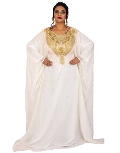 Beautiful 😉 Arabic A-line embroidered farasha dress White 👗 Order Online latest Embroidered Kaftan which are made up from best quality fabrics with latest styles from our large collections at https://bit.ly/3eafqPe Shop Now : https://bit.ly/33qyR3Z Buy online @ $70 #ladieskaftans #modernkaftandress #traditionalkaftan #dubaikaftandressesforsale #elegantkaftan #arabicattire #caftan Moroccan Abaya, Wedding Gown Beach, Farasha Abaya, Dark Feminine Era, Kids Kaftan, Feminine Era, Embroidered Kaftan, Beach Wedding Gown, Dubai Abaya