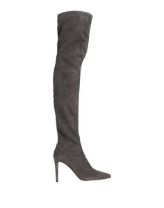 suede effect, no appliqués, solid color, narrow toeline, spike heel, covered heel, technical fabric inner, leather sole, contains non-textile parts of animal origin , Color: Lead , Size: 10 Luxury Elegant Suede Knee-high Boots, Luxury Fitted Knee-high Boots With Suede Lining, Luxury Suede Knee-high Heeled Boots, Luxury Fitted Knee-high Boots With Zipper Closure, Sergio Rossi Boots, Suede Knee-high Boots With Zipper Closure, Spike Heels, Sergio Rossi, Knee Boots