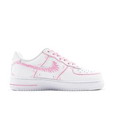 Step out in style with our Pink White Custom Air Force 1 shoes! These unique and vibrant sneakers combine bold pink and white colors, making them a standout addition to any outfit. Show off your playful and quirky side with these one-of-a-kind shoes. (Only 42 words used!) Exactly as shown in the pictures. 📷 Brand New & Authentic. 💯 Hand Painted with attention to detail. 👨‍🎨 Waterproof and Flexible. ❤️ Unisex model. Please refer to the Size Chart. 👟👫 Free Worldwide Shipping. ✈️🌍 Pink Low-top Custom Sneakers For Sports, Pink Low-top Custom Sneakers For Light Sports, Casual Pink Low-top Custom Sneakers, Pink Low-top Nike Air Force 1 Casual Shoes, Pink Low-top Sneakers With Logo Print, Figure Illustration, Air Force 1 Shoes, Figure Design, Painted Sneakers