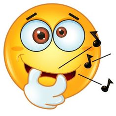 an emoticive smiley face with music notes around it's eyes