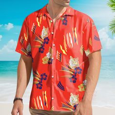 This custom Hawaiian shirt is a great gift idea, as well as a loose and comfy outfit that will keep you cool during the hot summer months. Coming up with a surprise for your loved ones is up to you. This present is appropriate for any occasion, and the receivers will surely love it! Product details: Material: Polyester fabric Feature: Featuring a spread collar, printed pattern all over the shirt, a front button fastening, short sleeves and a relaxed shape. The design is printed with new age printing technology, direct garment. It is printed with a water-soluble and eco-friendly ink. It is cured with a heat treatment process to ensure the color-fastness and lasting durability of the design. Care instruction: Machine wash cold with similar colors. Do not bleach, tumble dry low, do not iron, Tony Montana, Comfy Outfit, Cool Hawaiian Shirts, Al Pacino, Orange Pattern, Mens Hawaiian Shirts, Aloha Shirt, Hawaii Shirt, 3d T Shirts