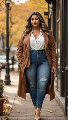 Plus Bodysuit Outfit, Casual Chic Style Plus Size, Large Woman Outfits, Everyday Outfits Fall Plus Size, Winter Outfits Size 12-14, Moda Xl Plus Size, Plus Size Jeans Outfit Night, Big Size Outfit Ideas, Feminine Style Plus Size