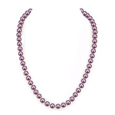 18" or 16” Single Strand 7.5-8mm AAA or AAAA Purple Freshwater Pearl Necklace Choose this lavish AAA or AAAA purple freshwater pearl strand necklace for a dose of show-stopping color and mesmerizing uniqueness of these wondrous pearls. Colored pearls display harmonious body colors that uplift your wardrobe to another level of elegance. Treat yourself to a gorgeous 18-inch or 16-inch long single-strand freshwater pearl necklace. Set the bar high for glamour with this heirloom-worthy pearl 7.5-8mm Purple Round Bead Necklace For Formal Occasions, Elegant Purple Round Pearl Necklace, Formal Purple Necklaces With Round Beads, Formal Purple Beaded Necklaces, Purple Pearl Single Strand Necklace, Elegant Purple Pearl Chain Jewelry, Elegant Purple Pearl Necklace For Formal Occasions, Purple Pearl Necklaces With Round Beads, Classic Purple Round Bead Jewelry