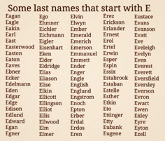 some last names that start with e