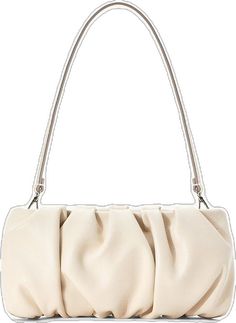 STAUD BEAN BAG | CREAM Chic Tote Clutch With Detachable Strap, Chic Clutch With Adjustable Strap And Top Handle, Chic Top Handle Clutch With Adjustable Strap, Chic Soft Leather Clutch Satchel, Chic Soft Leather Travel Clutch, Chic Formal Textured Leather Baguette Bag, Evening Beige Leather Baguette Bag, Trendy Leather Clutch Baguette Bag, Beige Leather Baguette Bag For Evening