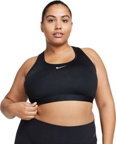 Great for training  gym workouts and dance classes  the Nike Swoosh Medium Support bra is made with adaptive material that quickly recovers its shape for optimal comfort when you're on the move. Sport Nike, Plus Size Sports Bras, Black Curves, Medium Support Sports Bra, Padded Sports Bra, Nike Sports Bra, Nike Swoosh, Iconic Women, Sport Bh