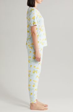 Whether its bedtime or downtime, these stretchy French terry pajamas will have you relaxing in total comfort. Top has crewneck; short sleeves 95% rayon, 5% spandex Machine wash, dry flat Imported Fitted Casual Crew Neck Sleepwear, Casual Fitted Crew Neck Sleepwear, Relaxed Fit Short Sleeve Sleepwear For Sleepover, Comfortable Short Sleeve Sleepwear For Pajama Party, Fitted Short Sleeve Bedtime Top, Comfortable Fitted Sleepwear For Loungewear, Comfortable Sleepwear For Pajama Party With Short Sleeves, Fitted Short Sleeve Tops For Lounging, Casual Fitted Sleepwear For Bedtime