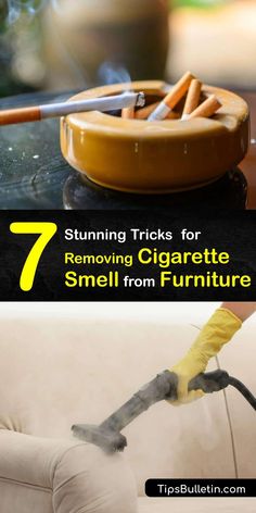 Get Cigarette Odors Out of Furniture - Remove the Smoky Smell Fabric Covered Furniture, Organizing Money, Smell Remover, Deodorizing Spray, Wooden Table And Chairs, Home Cleaning Hacks, Clean Your House, Home Cleaning Tips