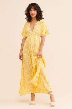 Rent Ellis Maxi Dress from Nuuly. Pick 6 items for $98/month. Free shipping + returns. Chic Short Sleeve V-neck Dress For Brunch, Elegant Yellow V-neck Dress For Spring, Feminine Surplice Neckline Midi Dress For Brunch, Feminine Midi Dress With Surplice Neckline For Brunch, Chic Lined V-neck Maxi Dress, Spring V-neck Maxi Dress For Date Night, Chic Lined Maxi Dress With V-neck, Spring Evening Long V-neck Dress, Lined A-line Maxi Dress For Brunch