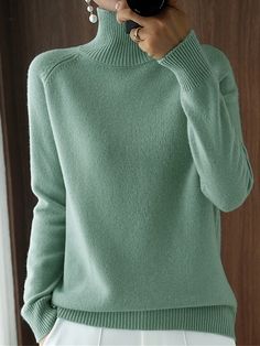 Women's Pullover Sweater Jumper Fashion Streetwear Casual Solid Color Ribbed Stand Collar Knitted Long Sleeve Regular Tops Knit Outdoor Daily Holiday Black White Fall Winter 2024 - $29.99 Jumper Fashion, Knitted Long Sleeve, Ribbed Turtleneck, Sweater Jumper, Streetwear Casual, Fall Winter 2024, Pullover Sweater Women, Cozy Fits, Casual Design