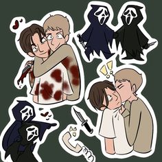 the stickers have been drawn to look like they are hugging