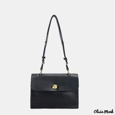 Olivia Mark - Minimalist bags new fashion briefcase wide shoulder strap single shoulder crossbody handbag female Office Flap Shoulder Bag With Detachable Strap, Black Flap Bag With Adjustable Handle For Office, Office Shoulder Flap Bag With Detachable Strap, Black Office Flap Bag With Adjustable Handle, Office Baguette Tote Bag With Single Shoulder Strap, Office Tote Baguette Bag With Single Shoulder Strap, Office Tote Baguette Bag With Single Strap, Office Shoulder Bag Satchel With Detachable Strap, Office Shoulder Bag With Detachable Strap