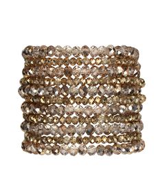 Nadia 1" – MILLIANNA Stackable Bangle For Parties, Gold Stretch Bracelet With Faceted Beads For Party, Elegant Round Faceted Stretch Bracelet, Luxury Adjustable Beaded Bracelets For Party, Elegant Round Stretch Bracelet, Faceted Beads Stretch Bracelet, Elegant Hand-strung Wrap Bangle Bracelet, Elegant Hand-strung Bangle Wrap Bracelet, Elegant Stackable Party Jewelry