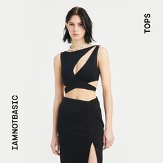 IAMNOTBASIC Alexa top Sleeveless Crop Top, Casual Dinner, Summer Looks, Two Piece Skirt Set, Crop Top, Crop Tops, Fabric, Black