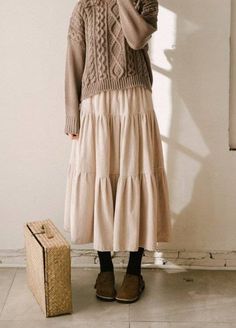 Women's Thermal Loose Wide Flare Banding Thick & Bold - Etsy Brown Fall Skirt Long, Modest Winter Skirts, Long Skirts Earth Tones, Cottage Long Skirt, Cheap Wide Leg Fall Skirt, Winter Skirt Long Casual, Affordable Fall Skirt With Elastic Waistband, Thick Winter Skirts, Long Skirt Everyday