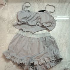 Brand New Pajama Set. The Top Is Crop And The Shorts Are Very Short. Silk Pj Set Shorts, Crop Top Pajama Set, Spring Lounging Short Sets, Summer Lounging Pajama Shorts Matching Set, Matching Short Sets For Loungewear, Short Matching Loungewear Sets, 2000s Pajamas, 2000s Wardrobe, Random Wishlist