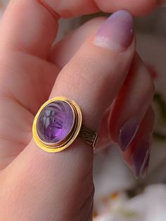 Superb Vintage Egyptian Revival Amethyst Scarab Ring Hourglass Pendant, Chevron Earrings, Chevron Bracelet, Chevron Necklace, Violet Color, Chevron Ring, Egyptian Revival, Pink Orchids, Cameo Pendant