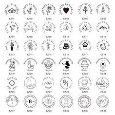 various logos and badges for different businesses