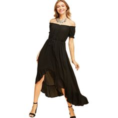 This High Low Dress Is Simply Irresistible. It Features An Off The Shoulder Neckline, Short Sleeves, A Button Down Front, An Adjustable Drawstring At The Waist, A High Low Ruffled Hem, Is Light Weight And Has An A-Line Maxi Silhouette. * Small Bust 36" Length 53" * Medium Bust 38" L 53" * Large Bust 40" L 53" * 100% Rayon * Hand Wash Or Dry Clean 9974 High Low Ruffle Dress, Madison Montgomery, Shopify Products, Boho Wear, Cotton Gauze Dress, Pocket Maxi Dress, Elastic Waist Dress, Accessories Boho, Simply Irresistible