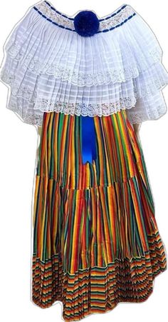 Multicolor Folk Style Ceremonial Dress, Traditional White Costume Dress, Bohemian Multicolor Costume Dress, Multicolor Bohemian Costume Dress, Traditional White Skirt, Traditional Multicolor Dress For Fiesta, Traditional Multicolor Fiesta Dress, Panamanian Culture, Traditional Dress