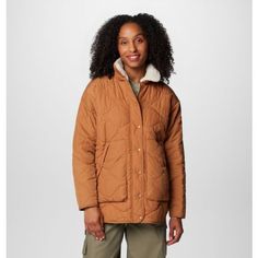 Versatility meets style in this lightweight yet durable jacket featuring soft Sherpa lining, quilted detailing, and a drawcord-adjustable waist. Cold Weather Utility Outerwear With Padded Collar, Utility Outerwear With Padded Collar For Outdoor, Quilted Utility Jacket For Winter, Winter Quilted Utility Outerwear, Fall Utility Quilted Jacket For Cold Weather, Fall Quilted Jacket With Padded Collar For Outdoor Activities, Fall Quilted Jacket With Padded Collar For Outdoor, Quilted Windbreaker For Fall Outdoor, Quilted Windbreaker For Fall Outdoor Activities