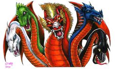 three dragon like creatures with their mouths open