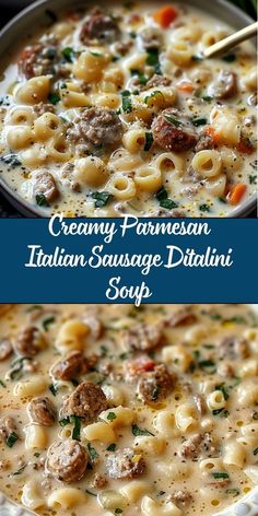 creamy, parmesan italian sausage and pasta soup