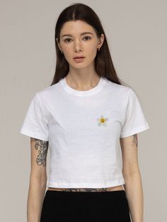 Editor's NotesThis half sleeve t-shirt features cropped length, high-quality embroidery, soft cotton. It can be styled in various ways.- Cropped- Embroidery  point- Soft to touch- Minimized shrinkageMeasurements(in.)One size- Length: 16.93 in.- Shoulder: 14.96 in.- Chest: 17.72 in.- Sleeve: 6.30 in.*Model Info: WOMEN - 5’ 6'’, 112.4 lbsComposition & Care- 100% Cotton- Hand-wash separately in cold water using a neutral detergent- Dry clean recommendedDesigner- by GRAVER White Cotton Cropped Shirt For Spring, White Cropped Shirt For Spring, Basic White Cropped Short Sleeve Shirt, White Basic Cropped Shirt With Short Sleeves, Spring Cotton Crop Top T-shirt, White Short Sleeve Cropped Shirt, Spring Short Sleeve Relaxed Fit Cropped T-shirt, White Casual Cotton Cropped Shirt, Relaxed Fit Short Sleeve Cropped T-shirt For Spring