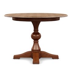 a round wooden table with two pedestals on each side and an oval wood top