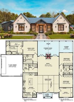 the floor plan for this ranch house is very large and has lots of room to put in