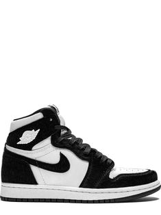 Supplied by a premier sneaker marketplace dealing with unworn, already sold out, in demand rarities. Each product is rigorously inspected by experienced experts guaranteeing authenticity. If you're an avid sneakerhead, chances are you won't want to pass up on these. Crafted from black and white leather, the Air Jordan 1 High OG twist from Jordan are ready to help you shoot and score. Alley-op. Featuring a round toe, a lace fastening, a flat rubber sole and a signature Nike swoosh. Jordan 1 Shoes Nike, Air Jordons1, Black And White Air Jordan 1, Air Jordans Black And White, Air Jordan Black And White, Jordan 1s Black, Black Air Jordans, Nike Air Jordan Black, Panda Sneakers