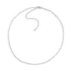 They can wear this diamond-cut choker chain on its own or with the pendant of their choice (sold separately). Solid 14K white gold 1.95mm width 13.0-inch chain with 3.0-inch extender; lobster claw clasp Classic White Gold Charm Necklace With Cable Chain, Silver Solitaire Necklace With Cable Chain, Silver Adjustable Chain Necklace Fine Jewelry, Minimalist White Gold Solitaire Necklace With Cable Chain, White Gold Link Necklace As Gift, White Gold Link Necklace For Gift, Classic White Gold Choker Jewelry, Classic Silver Diamond Necklace With Delicate Chain, Fine Jewelry Silver Charm Necklace With Cable Chain