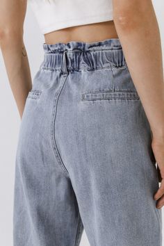 GREY LAB-Paperbag Waist Jeans-DENIM available at Objectrare Jean Pocket Detail, Simple Tees, Denim Style, Day To Night, Waist Jeans, To Night, Pocket Detail, Denim Fashion, Denim Jeans