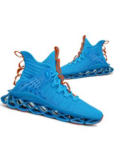 blue&orange  Collar     Embellished   Men Shoes Blue High-top Sneakers With Shock Absorption, Casual Blue Running Shoes Fade-resistant, Blue Casual Sneakers With Shock Absorption, Casual Blue Sneakers With Shock Absorption, Blue Lace-up Running Shoes With Shock Absorption, Comfortable Blue Running Shoes For Jogging, Comfortable Breathable Blue Running Shoes, Comfortable Blue Breathable Running Shoes, Durable Blue Casual Sneakers