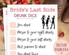 the bride's last ride game is shown with flowers and shoes on top of it