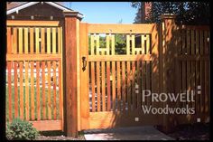 a wooden gate with the words proveli wood works on it