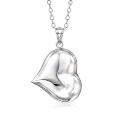 Ross-Simons - Sterling Silver Puffed Heart Pendant Necklace. 18". Shining so bright, this sterling silver puffed heart pendant necklace is perfectly classic and ready to be styled into your everyday accessories. Suspends from a cable chain. Lobster clasp, sterling silver puffed heart pendant necklace. Puffed Heart, Everyday Accessories, Heart Pendant Necklace, Cable Chain, Heart Pendant, Pendant Jewelry, Fine Jewelry, Cable, Pendant Necklace